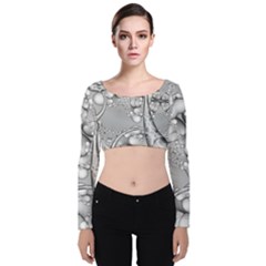 Illustrations Entwine Fractals Velvet Long Sleeve Crop Top by HermanTelo