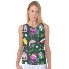 Colorful Funny Christmas Pattern Women s Basketball Tank Top by Vaneshart