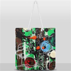 Dots And Stripes 1 1 Full Print Rope Handle Tote (large) by bestdesignintheworld