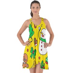 Funny Decoration Christmas Pattern Show Some Back Chiffon Dress by Vaneshart