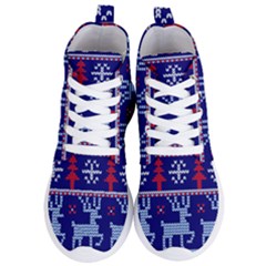 Knitted Christmas Pattern Women s Lightweight High Top Sneakers by Vaneshart