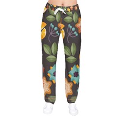 Christmas Seamless Pattern Women Velvet Drawstring Pants by Vaneshart