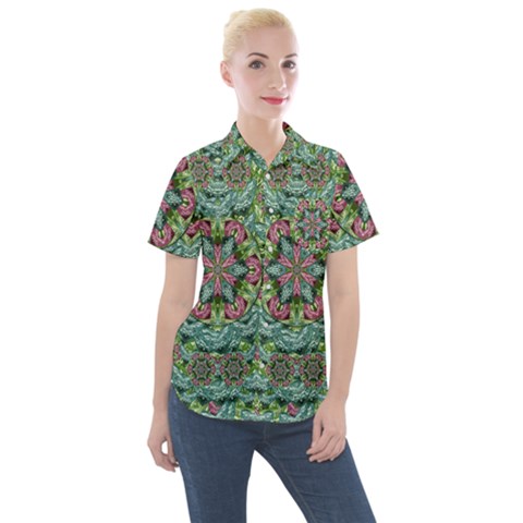 So Much Hearts And Love Women s Short Sleeve Pocket Shirt by pepitasart