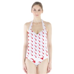 Create Your Own Custom Online Full Print Blank Template Halter Swimsuit by startdesign