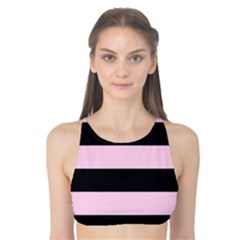 Black And Light Pastel Pink Large Stripes Goth Mime French Style Tank Bikini Top by genx