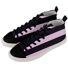 Black And Light Pastel Pink Large Stripes Goth Mime French Style Men s Mid-top Canvas Sneakers by genx