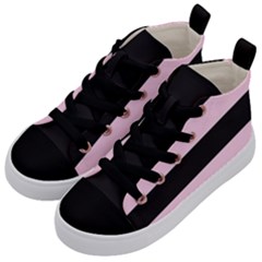 Black And Light Pastel Pink Large Stripes Goth Mime French Style Kids  Mid-top Canvas Sneakers by genx