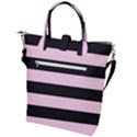 Black and Light Pastel Pink Large Stripes Goth Mime french style Buckle Top Tote Bag View2