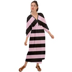 Black And Light Pastel Pink Large Stripes Goth Mime French Style Grecian Style  Maxi Dress by genx