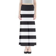 Black And White Large Stripes Goth Mime French Style Full Length Maxi Skirt by genx