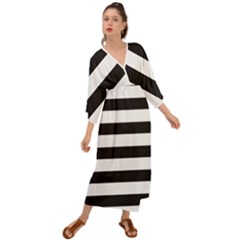 Black And White Large Stripes Goth Mime French Style Grecian Style  Maxi Dress by genx