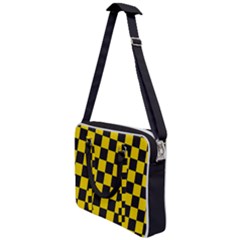 Checkerboard Pattern Black And Yellow Ancap Libertarian Cross Body Office Bag by snek