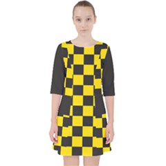 Checkerboard Pattern Black And Yellow Ancap Libertarian Pocket Dress by snek