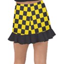 Checkerboard Pattern Black and Yellow Ancap Libertarian Fishtail Mini Chiffon Skirt View2