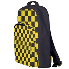 Checkerboard Pattern Black And Yellow Ancap Libertarian Double Compartment Backpack by snek