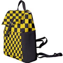 Checkerboard Pattern Black And Yellow Ancap Libertarian Buckle Everyday Backpack by snek