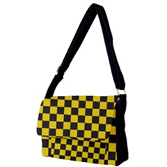 Checkerboard Pattern Black And Yellow Ancap Libertarian Full Print Messenger Bag (l) by snek