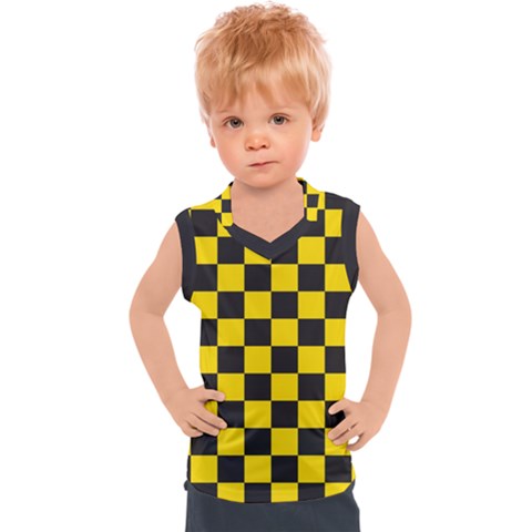 Checkerboard Pattern Black And Yellow Ancap Libertarian Kids  Sport Tank Top by snek