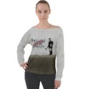 Banksy graffiti Original Quote Follow your dreams CANCELLED cynical with painter Off Shoulder Long Sleeve Velour Top View1