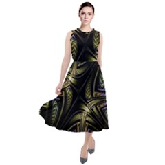 Fractal Texture Pattern Round Neck Boho Dress by HermanTelo