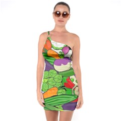 Vegetables Bell Pepper Broccoli One Soulder Bodycon Dress by HermanTelo