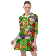 Vegetables Bell Pepper Broccoli Mini Skater Shirt Dress by HermanTelo