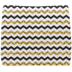 Black And Gold Glitters Zigzag Retro Pattern Golden Metallic Texture Seat Cushion by genx