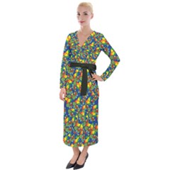 Clown World Pepe The Frog Honkhonk Meme Kekistan Funny Pattern Blue  Velvet Maxi Wrap Dress by snek