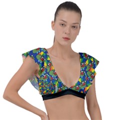 Clown World Pepe The Frog Honkhonk Meme Kekistan Funny Pattern Blue  Plunge Frill Sleeve Bikini Top by snek