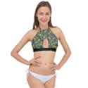 Clown World Pepe The Frog Honkhonk Meme Kekistan Funny Pattern Blue  Cross Front Halter Bikini Top View1