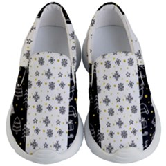 Black Golden Christmas Pattern Collection Kids Lightweight Slip Ons by Vaneshart