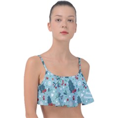 Seamless Pattern With Berries Leaves Frill Bikini Top by Vaneshart