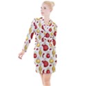 Vintage Christmas Pattern Background Button Long Sleeve Dress View1