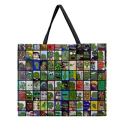 Pepe The Frog Memes Of 2019 Picture Patchwork Pattern Zipper Large Tote Bag by snek