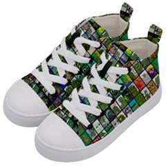 Pepe The Frog Memes Of 2019 Picture Patchwork Pattern Kids  Mid-top Canvas Sneakers by snek