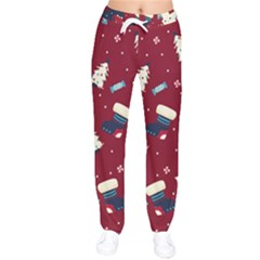 Flat Design Christmas Pattern Collection Art Women Velvet Drawstring Pants by Vaneshart