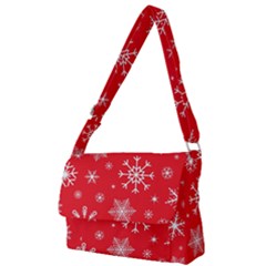 Christmas Seamless With Snowflakes Snowflake Pattern Red Background Winter Full Print Messenger Bag (l) by Vaneshart