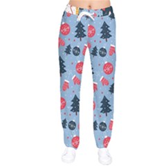 Christmas Pattern Collection Flat Design Women Velvet Drawstring Pants by Vaneshart