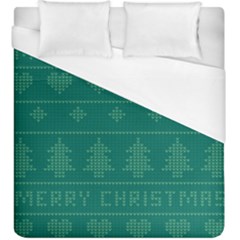 Beautiful Knitted Christmas Pattern Green Duvet Cover (king Size) by Vaneshart