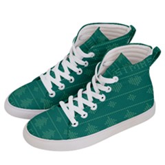 Beautiful Knitted Christmas Pattern Green Men s Hi-top Skate Sneakers by Vaneshart