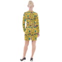 Colorful Funny Christmas Pattern Cool Ho Ho Ho Lol Button Long Sleeve Dress View2