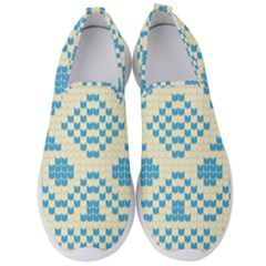 Beautiful Knitted Christmas Pattern Blue White Men s Slip On Sneakers by Vaneshart