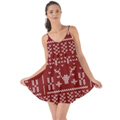 Beautiful Knitted Christmas Pattern Red Love The Sun Cover Up by Vaneshart