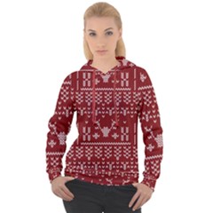 Beautiful Knitted Christmas Pattern Red Women s Overhead Hoodie by Vaneshart