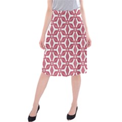 White Red Flowers Texture Midi Beach Skirt by HermanTelo