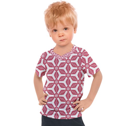 White Red Flowers Texture Kids  Sports Tee by HermanTelo