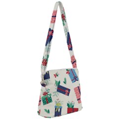 Christmas Gifts Pattern With Flowers Leaves Zipper Messenger Bag by Vaneshart