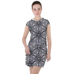 Black And White Pattern Drawstring Hooded Dress by HermanTelo