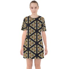 Pattern Stained Glass Triangles Sixties Short Sleeve Mini Dress by HermanTelo