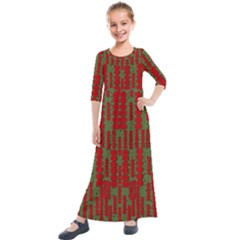 Bloom In Yule Season Colors Kids  Quarter Sleeve Maxi Dress by pepitasart